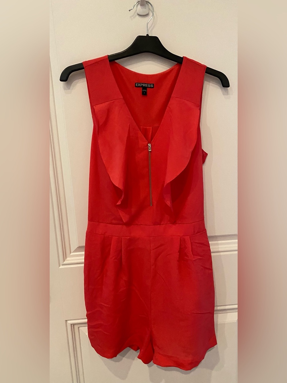 Express Red V-Neck Sleeveless Romper